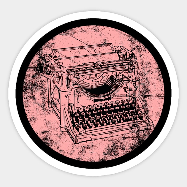 DISTRESSED VINTAGE TYPEWRITER ROSE Sticker by MarniD9